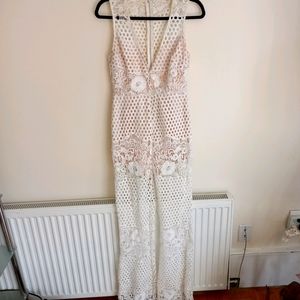 WOMEN WHITE LACE JUMP SUIT